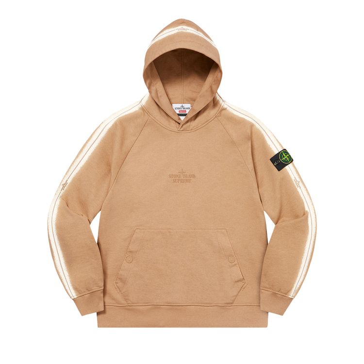 

Толстовка Supreme x Stone Island Stripe Hooded Sweatshirt Tan, желто-коричневый