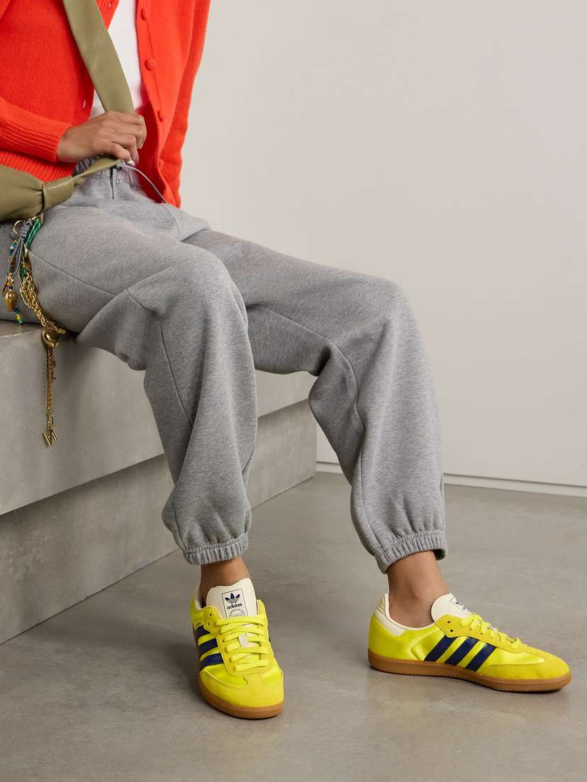 Кроссовки Samba og из замши и атласа с отделкой из кожи Adidas Originals, зеленый — фото 2