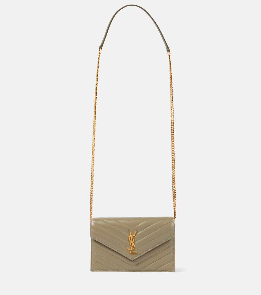 

Кошелек на цепочке Cassandre Envelope из кожи Saint Laurent, Strong Moss