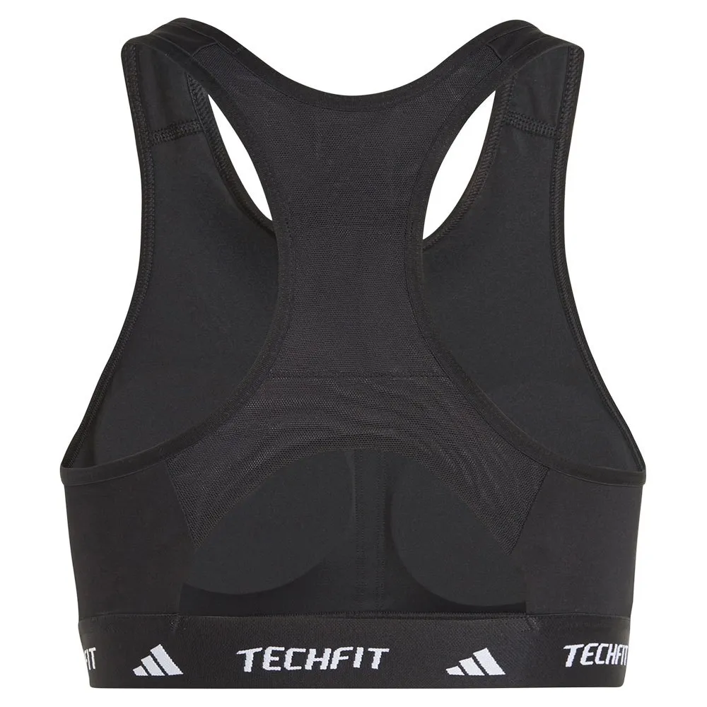 Спортивный бюстгальтер adidas Techfit High Neck Medium Impact Sports Bra, черный — фото 4