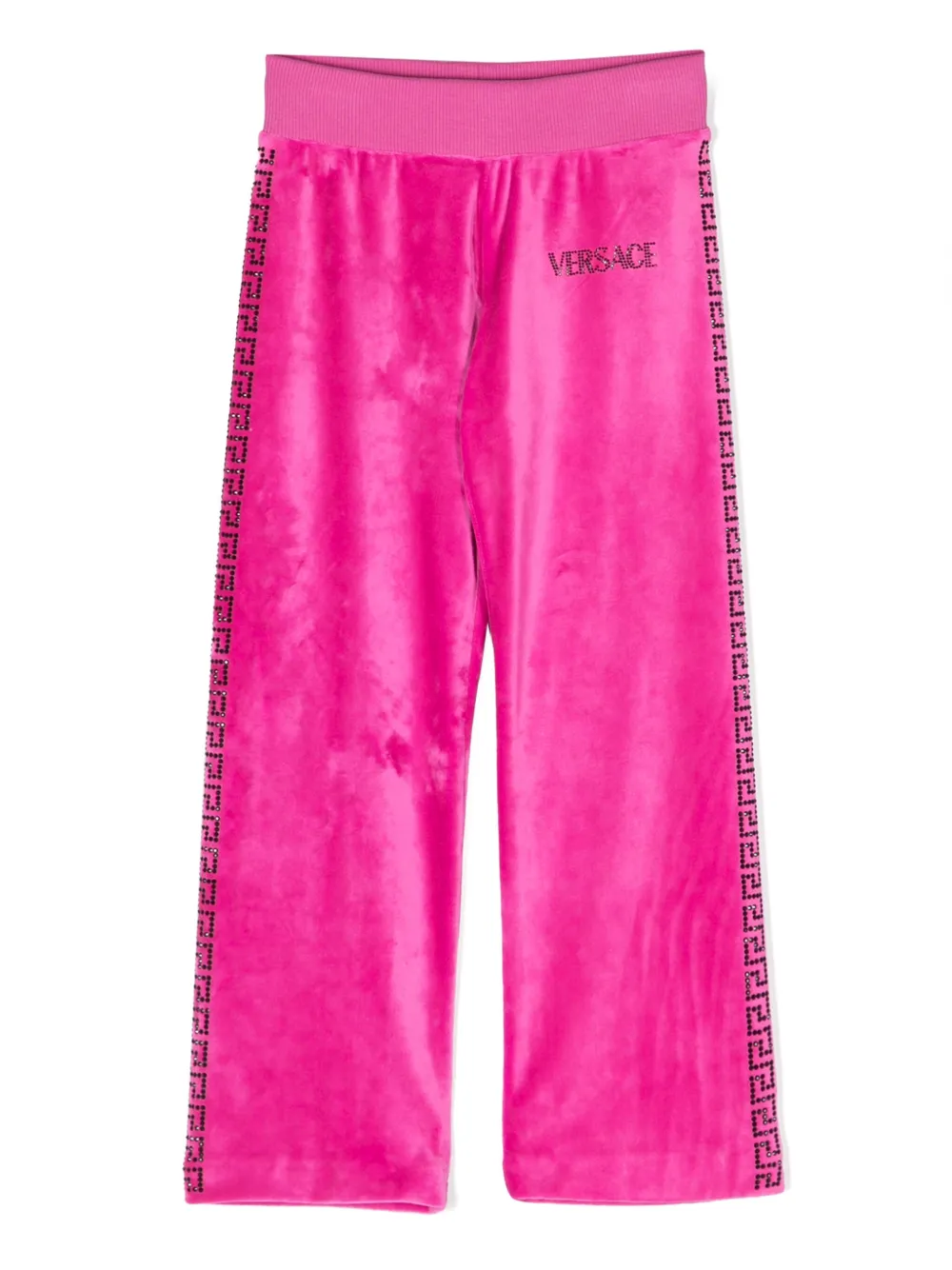 

Брюки с принтом и кристаллами Versace Kids, розовый