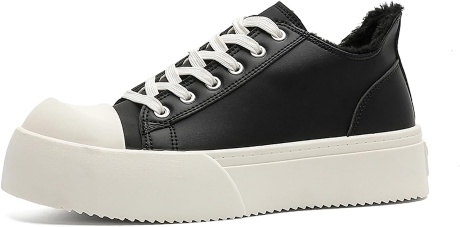 

Мужские скейт-кроссовки с утолщенной подошвой и флисовой подкладкой Khwfjas, белый/черный