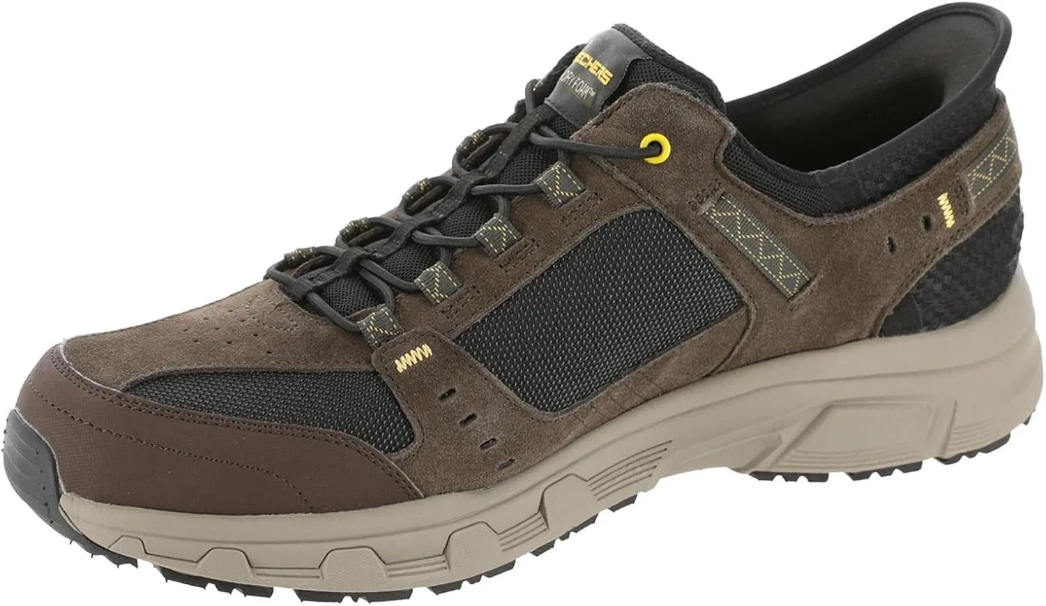 Мужские походные кроссовки Skechers Oak Canyon, неизменно выигрывающие в категории "Лучший выбор", Brown Leather Textile Synthetic Black Trim — фото 4