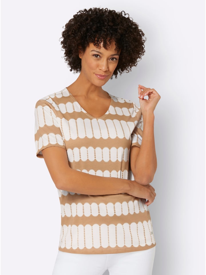 

Рубашка с короткими рукавами с принтом цвета верблюжьей шерсти и экрю WITT WEIDEN