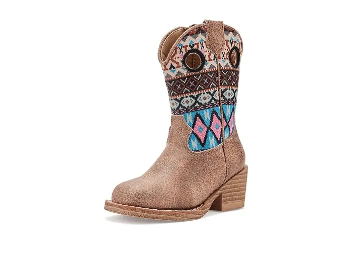 Ботинки с квадратным носком Willow Aztec Roper Kids, Tan Faux Leather Vamp