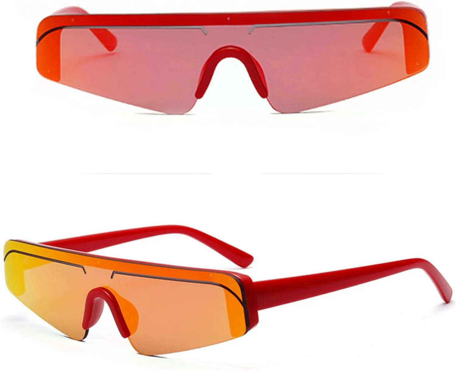 

Зеркальные солнцезащитные очки для женщин, модные солнцезащитные очки с плоской верхней частью, мужские солнцезащитные очки в стиле ретро VVTWSSW, Red Lens