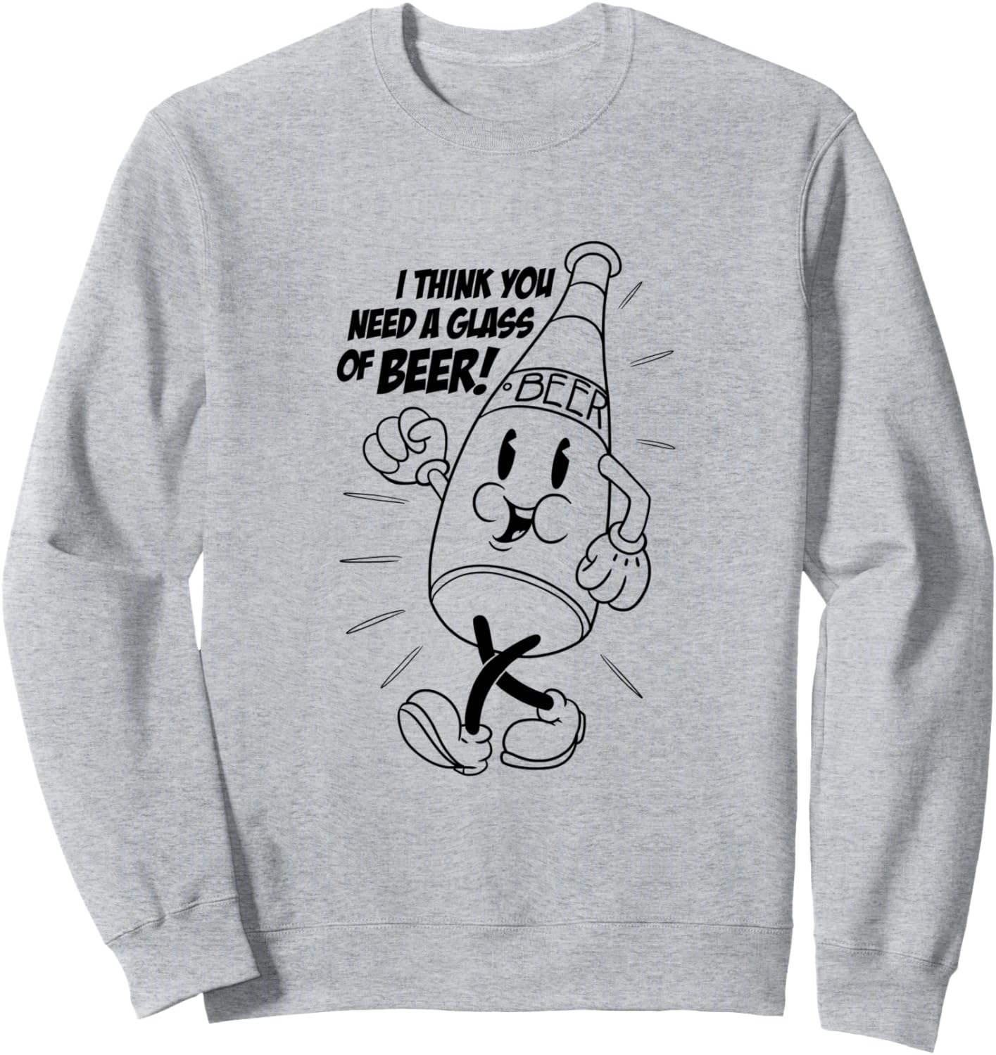 

Мужская толстовка с забавным принтом Думаю, тебе нужно бутылочное пиво Funny Cute Hilarious Drinking Beer Adults Teez, серый