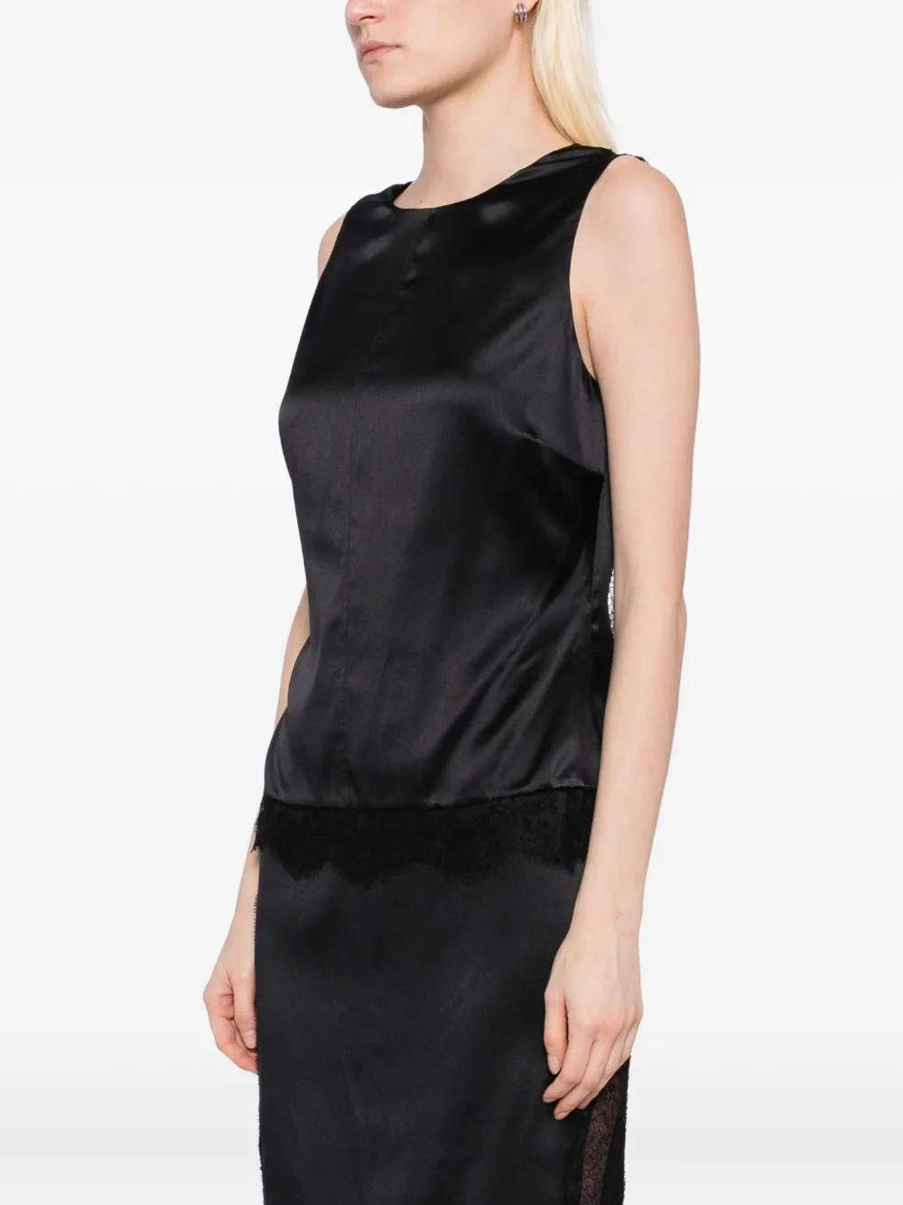 Атласный топ с кружевом TOM FORD, черный — фото 3