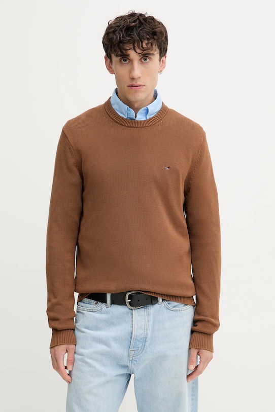 

Хлопковый свитер Tommy Jeans, коричневый