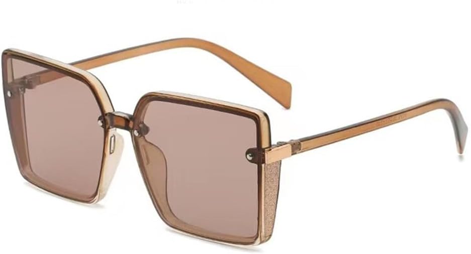 

Модные солнцезащитные очки большого размера без оправы для женщин, с плоской верхней частью, большие солнцезащитные очки для женщин, цельные, для путешествий KTUCN, Brown