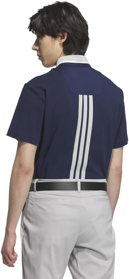 Поло Adidas Golf adizero Twist Knit с коротким рукавом и застежкой-молнией, темно-синий — фото 2