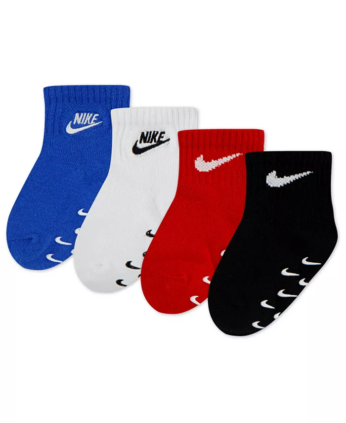 

Набор из 4 пар противоскользящих носочков с логотипом для малышей Nike, мультиколор
