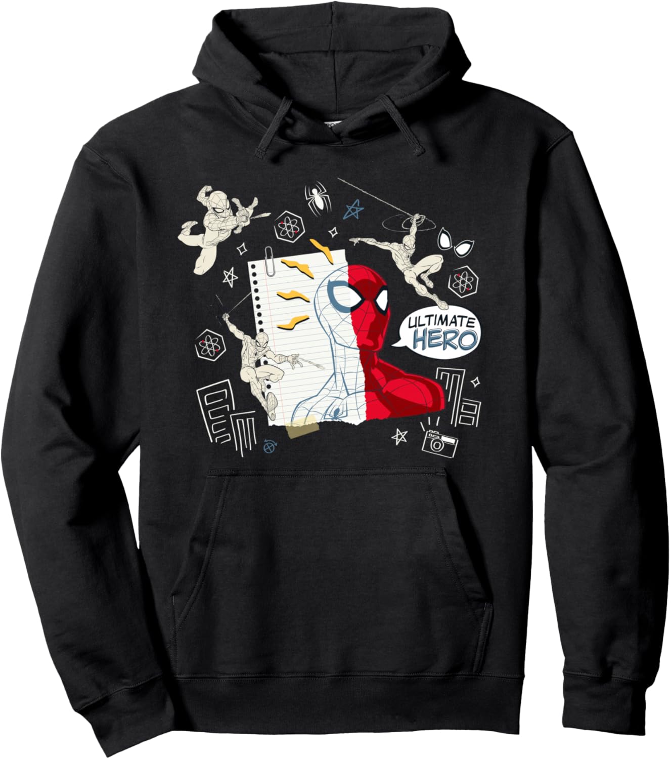 

Худи с рисунком блокнота супергероя Marvel Человека-паука: Ultimate Hero, черный