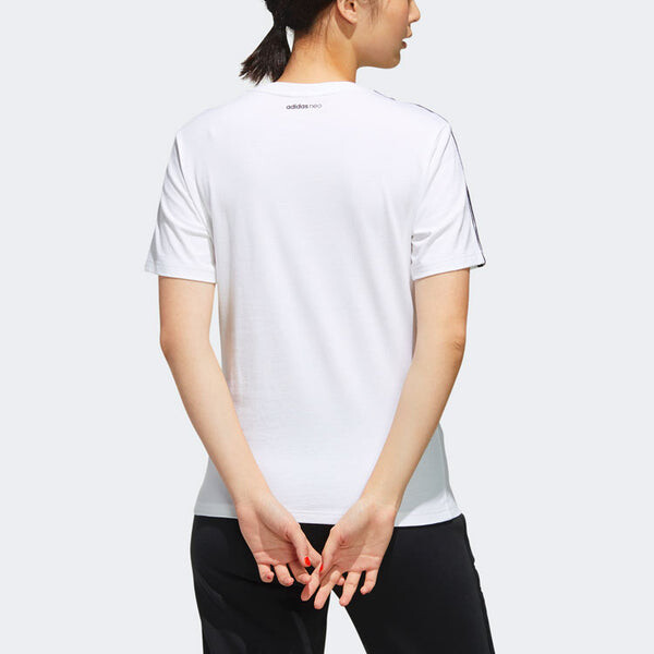 Футболка neo favorites casual sports с принтом в полоску с коротким рукавом Adidas, белый — фото 4