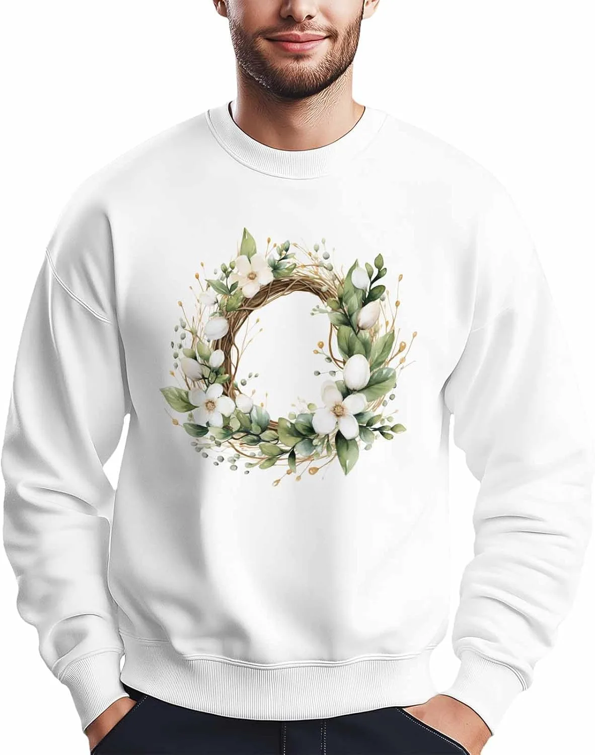 

BEMIGO свитшот мужской оверсайз с цветочным принтом