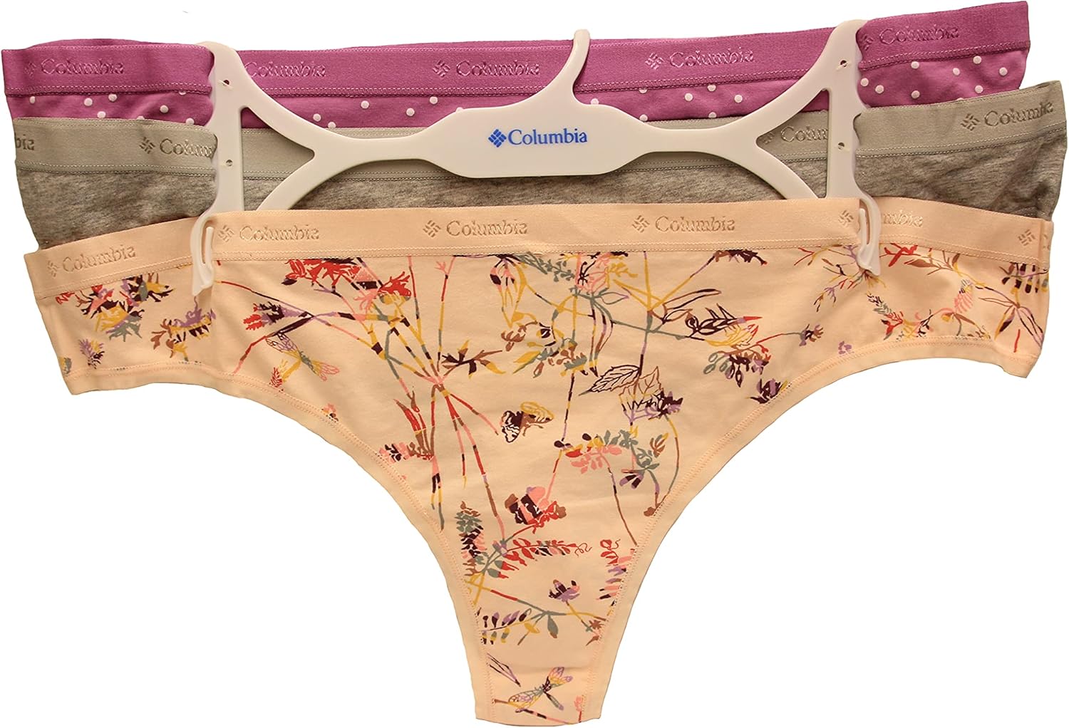 

Женские стринги Columbia, растягивающиеся в 4 стороны, хлопковые, 3 шт., Floral Pattern