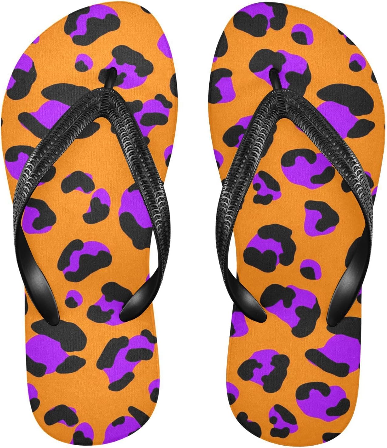 

Женские и мужские пляжные летние повседневные сандалии с фиолетовыми леопардовыми пятнами и оранжевыми шлепанцами для душа 20861807 Kfbe