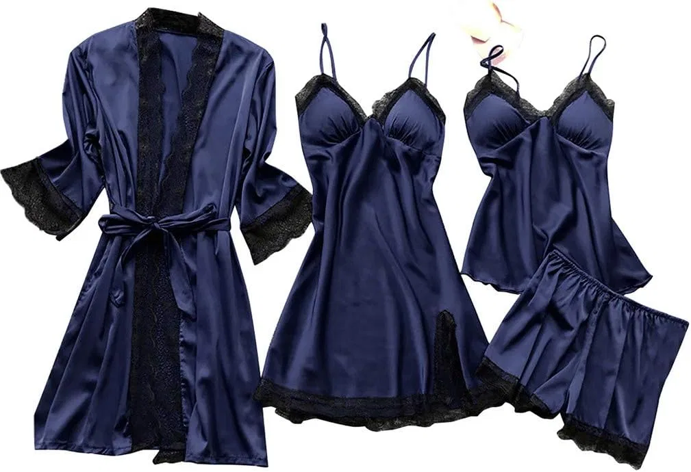 Комплект пижамы из шелкового сатина, Navy