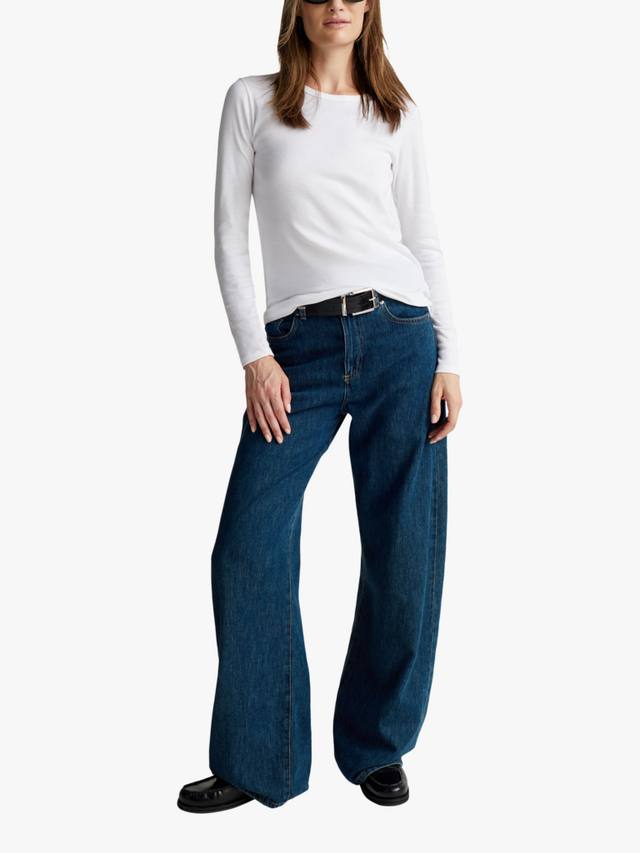 

Рибленый топ с длинными рукавами Benetton, White