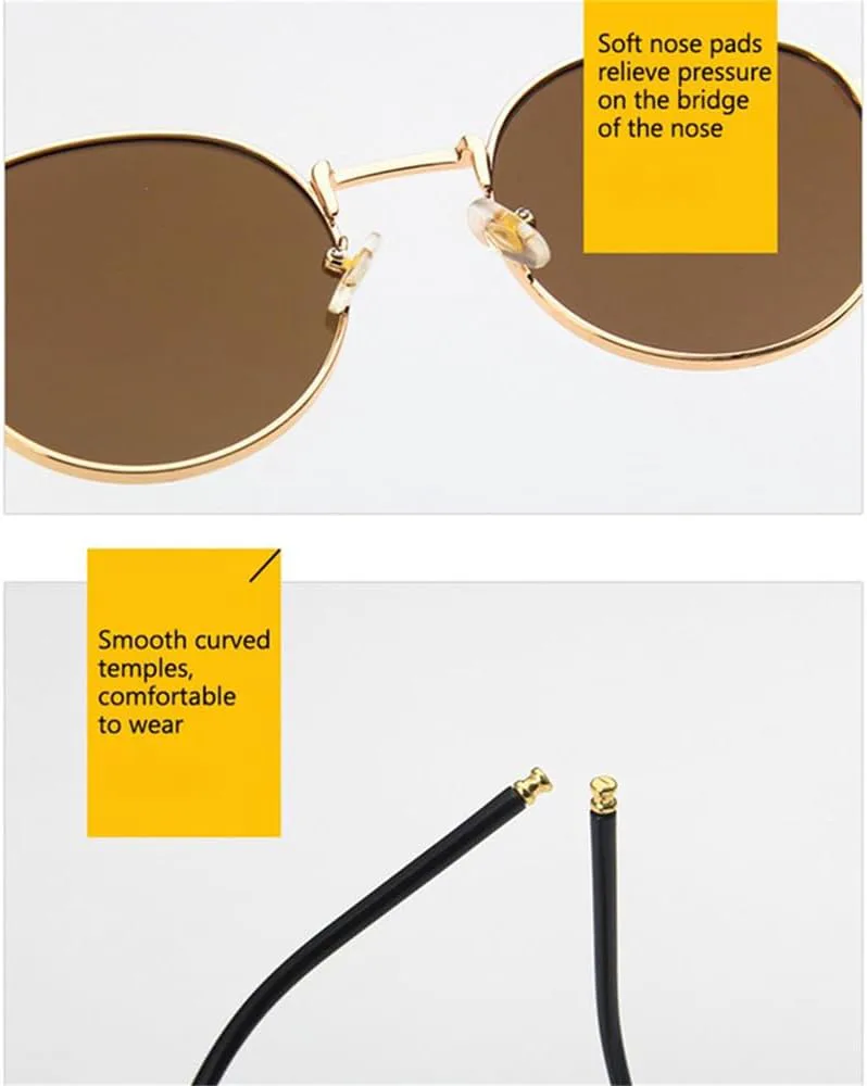 

Солнцезащитные очки для женщин и мужчин, круглые солнцезащитные очки, женская металлическая оправа, очки для активного отдыха, защита от УФ-излучения UV400 HDUBFY, 5