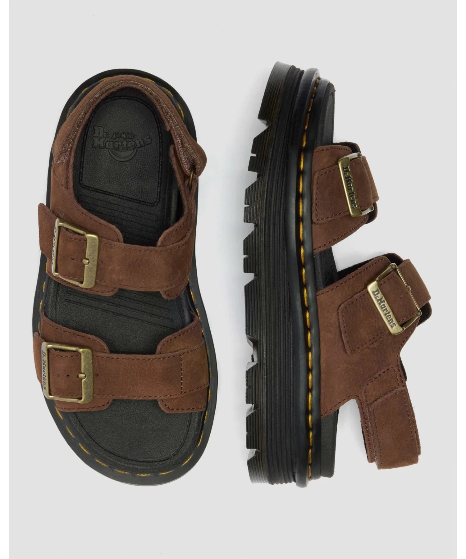 Мужские сандалии Dr. Martens ZEBZAG из нубука коричневые — фото 2
