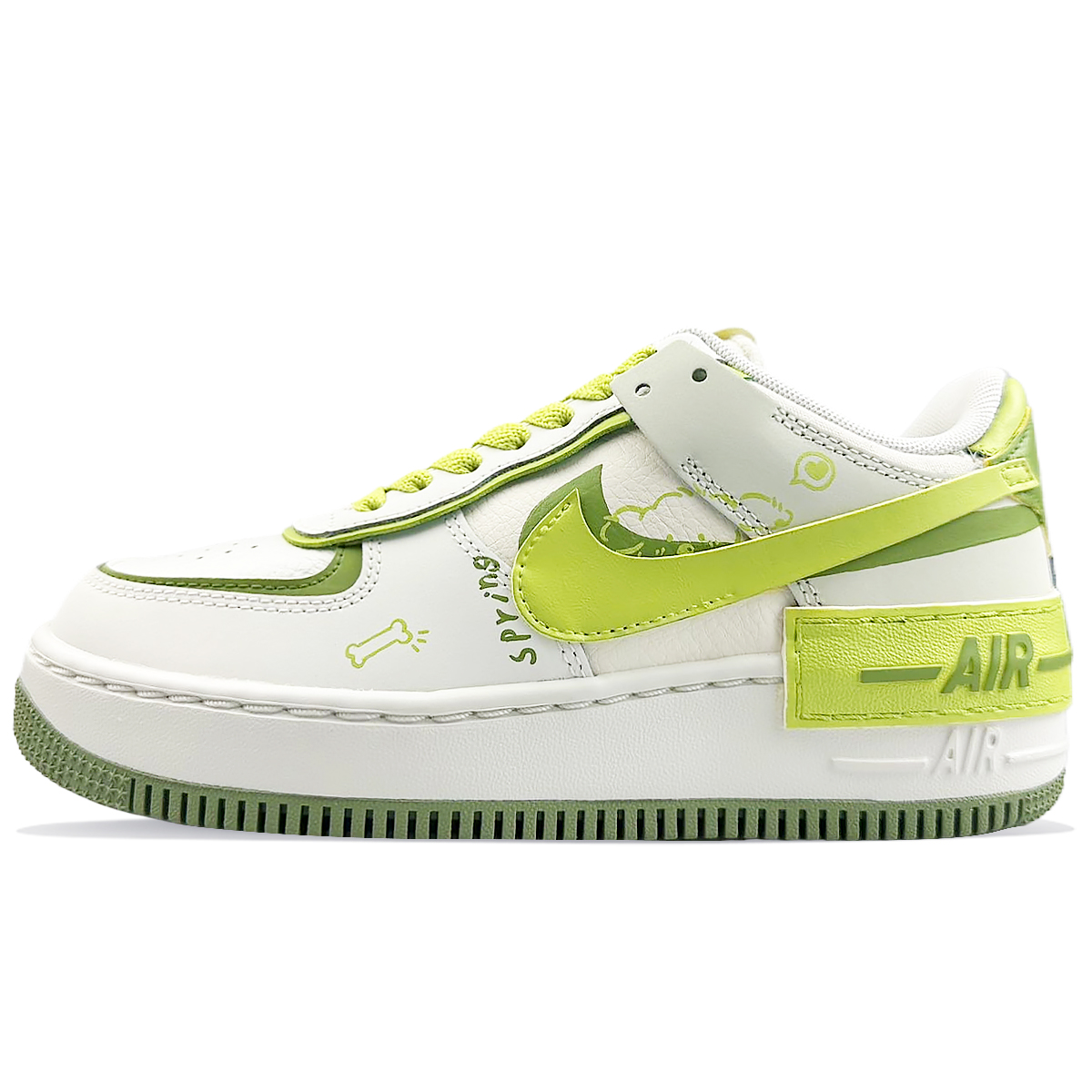 

Кроссовки Nike Air Force 1 Skateboarding Shoes Women's Low-top Green/White, белый