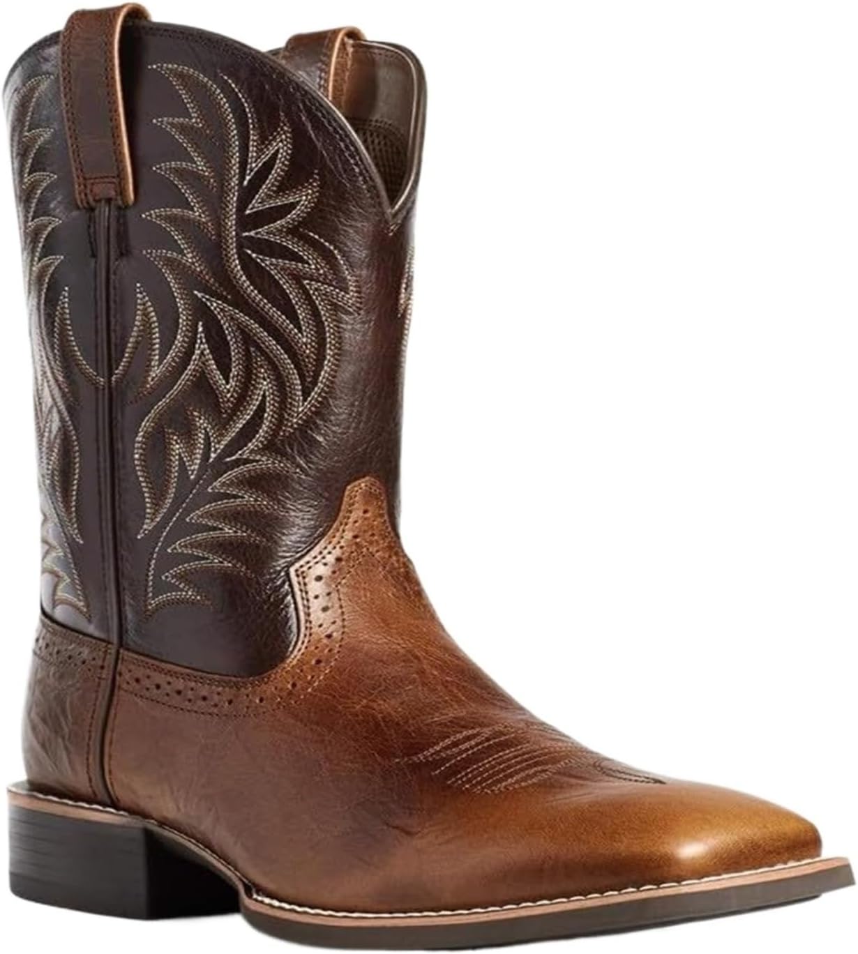 

Ковбойские ботинки для мужчин, повседневные ботинки, традиционные вышитые с невысоким каблуком, с прострочкой, кантри, западные модные мужские ботинки Generic, коричневый