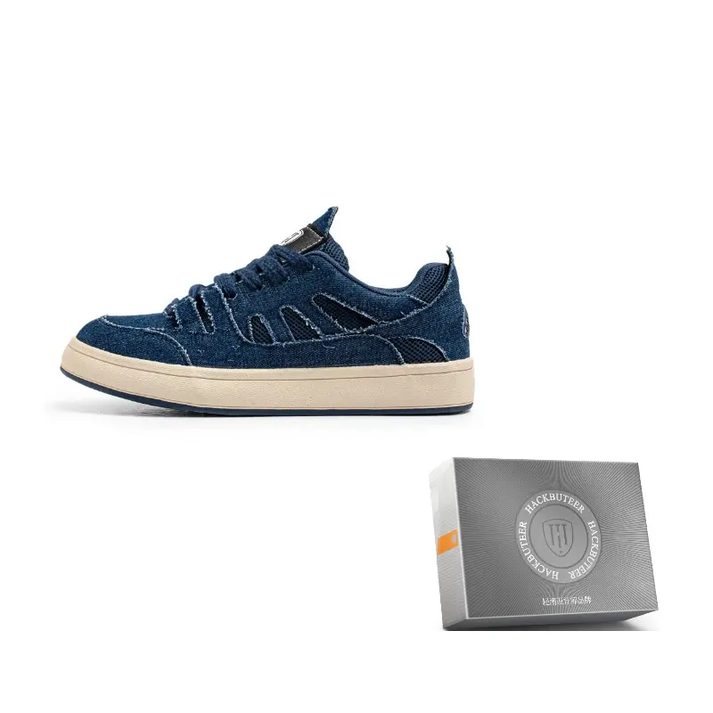 

HACKBUTEER Низкие скейтерские кросcовки мужские с коробкой деним синие, цвет Denim Blue