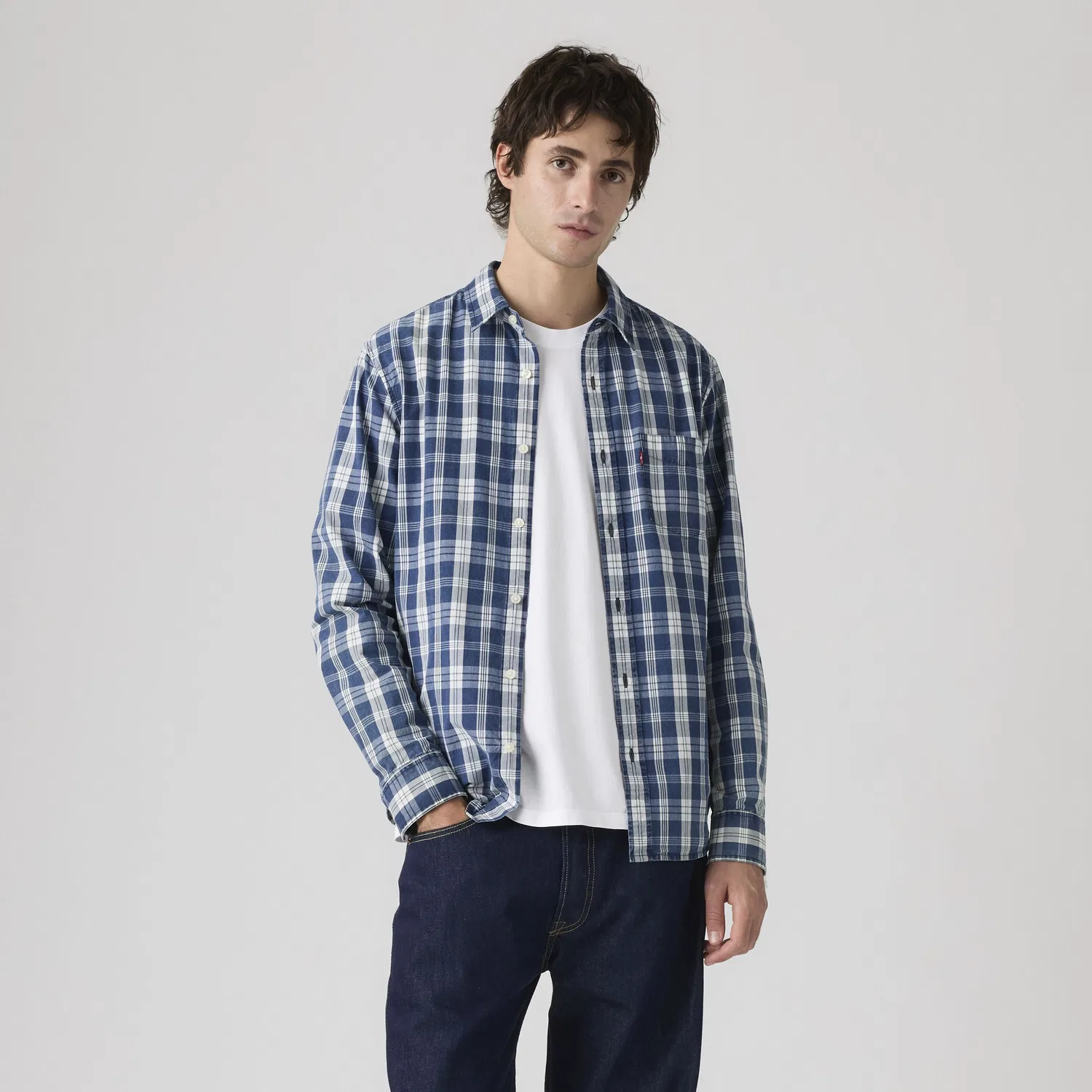 Рубашка из поплина с одним карманом, стандартного кроя, модель Sunset Levi's, Blue — фото 3