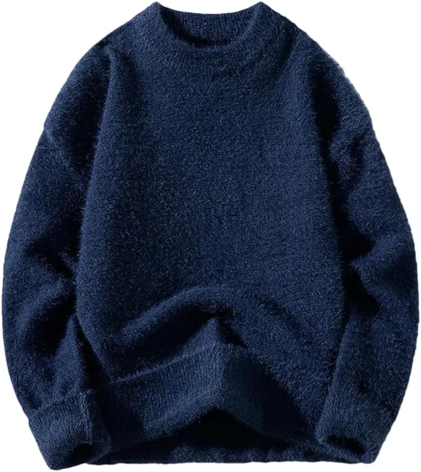 

Мужской свитер с круглым вырезом, теплый, однотонный ERFMFKL