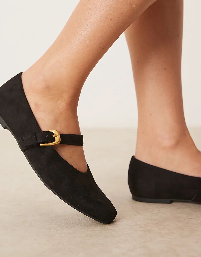 Балетки Leah Mary Jane от ASOS DESIGN из черной замши — фото 2
