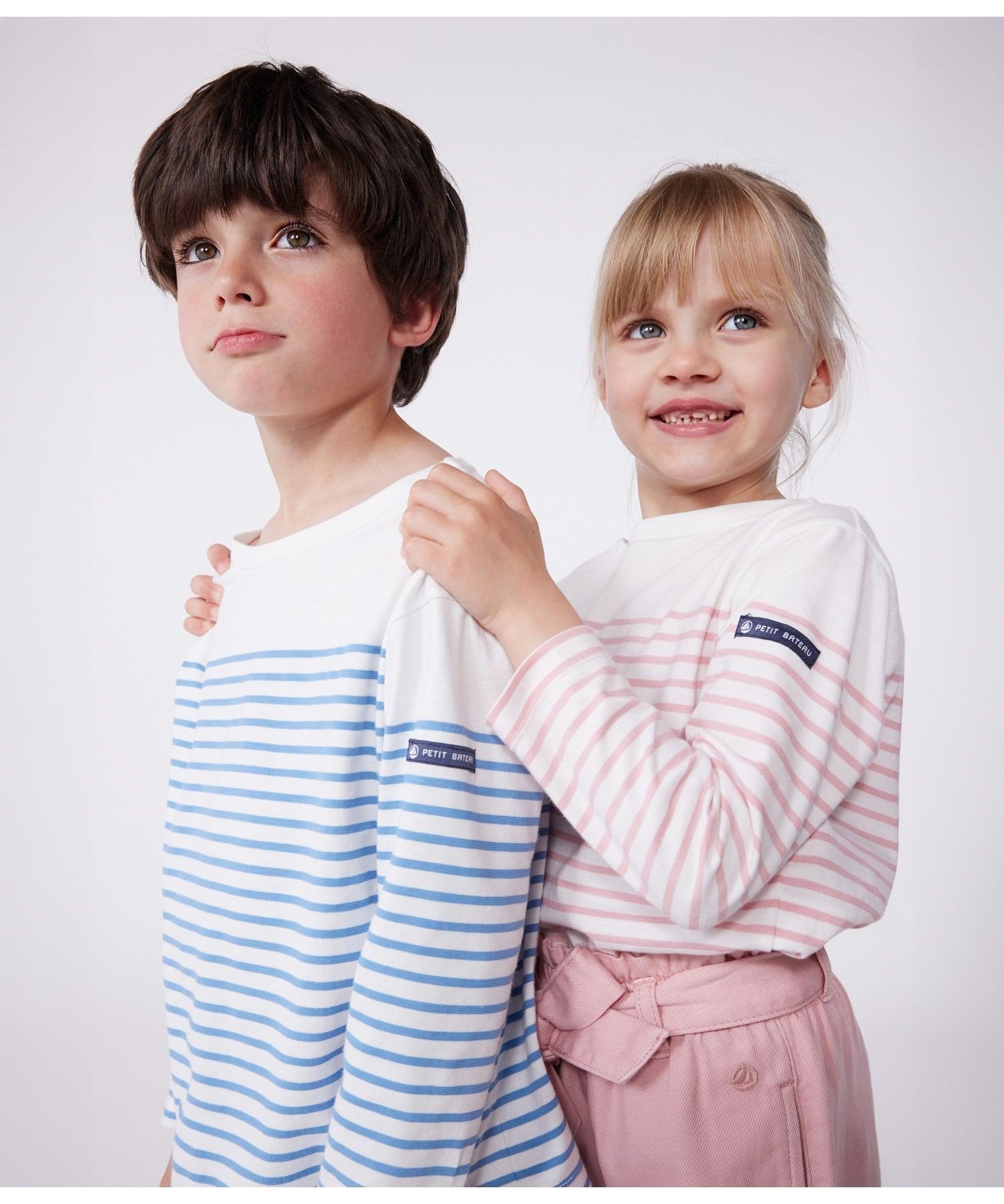 Толстовка Мариньер, крой и пошив Petit Bateau, Off-white/Light pink — фото 4