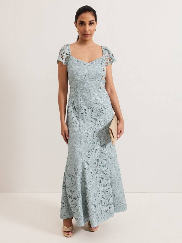 

Миниатюрное кружевное платье из фии Phase Eight, светло-синий