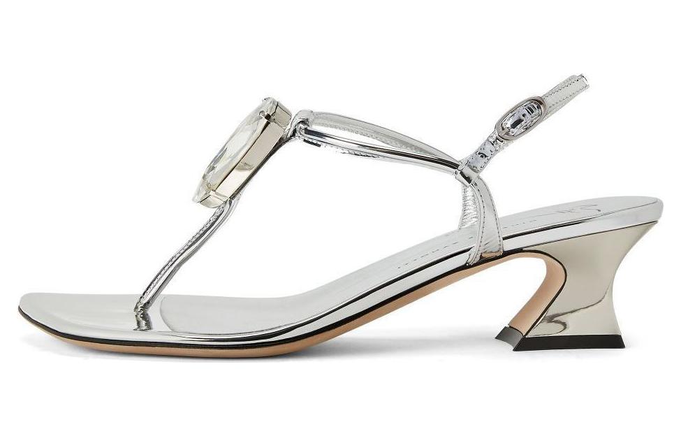 Женские сандалии Giuseppe Zanotti 45 мм Anthonia с отделкой стразами, серебристые
