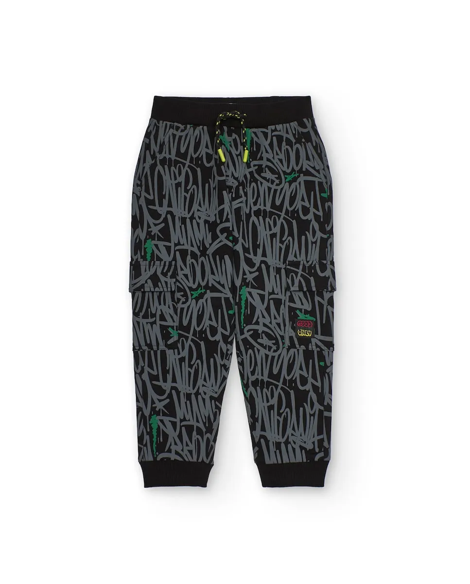 

Черные джоггеры для мальчиков с городским графическим принтом Tuc tuc