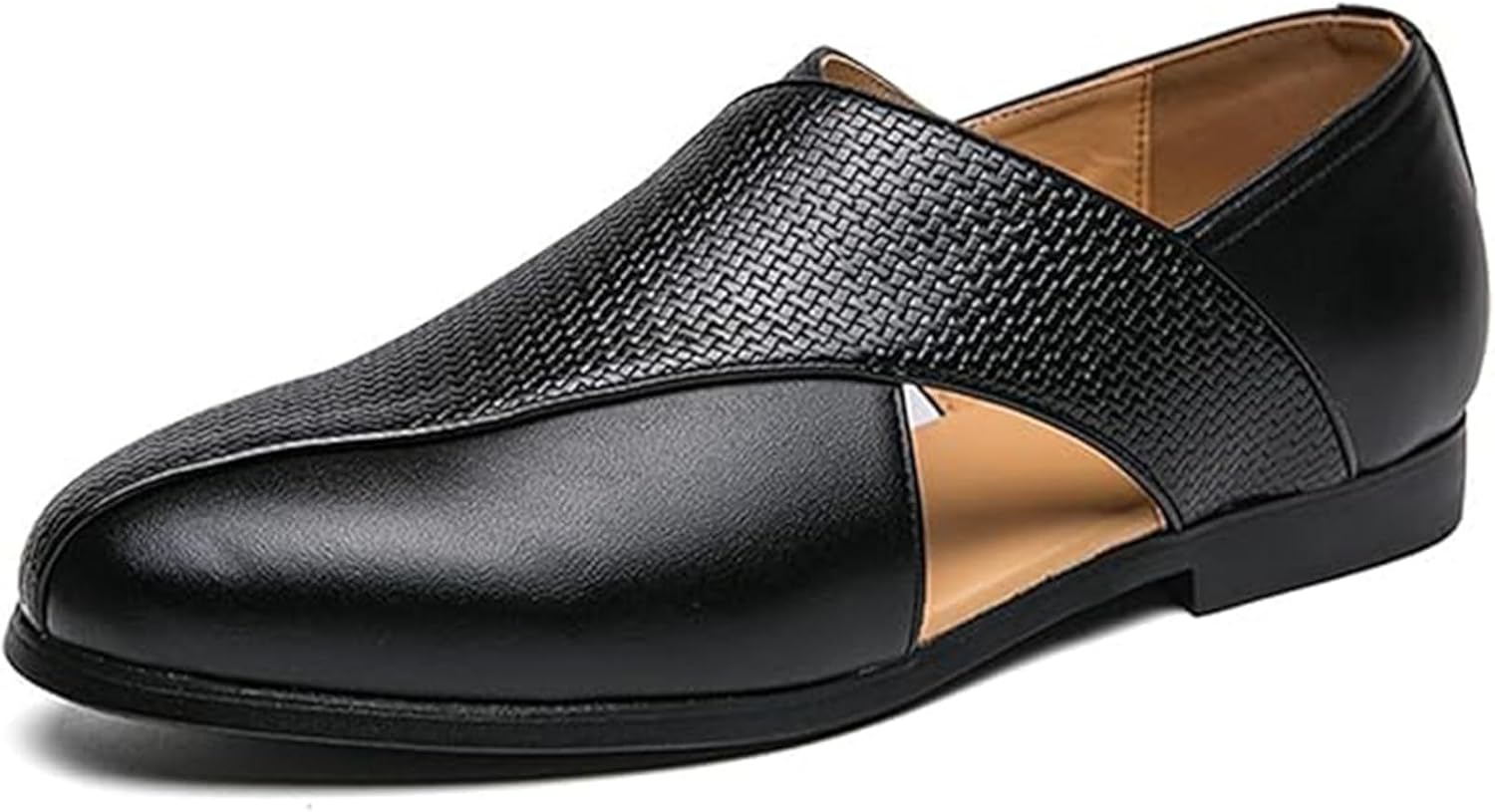 

Мужские летние деловые лоферы, модные слипоны с плоской подошвой, дышащие, удобные, формальные кожаные туфли Xinduoyu, черный