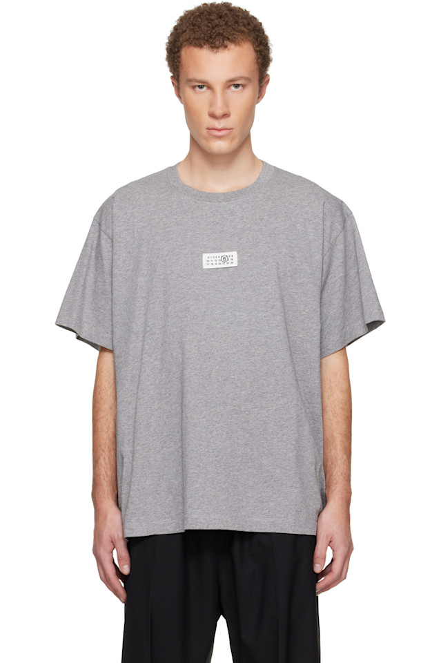 

Mm6 Maison Margiela Серая хлопковая футболка с цифрами