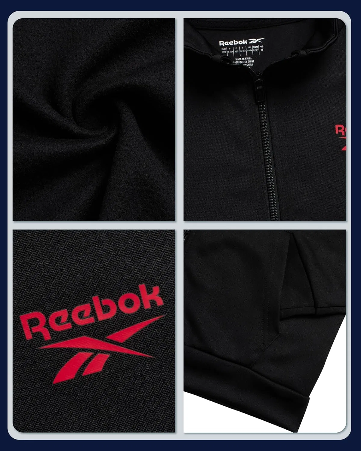 Детский спортивный костюм Reebok, 3 предмета, Black/Red — фото 3
