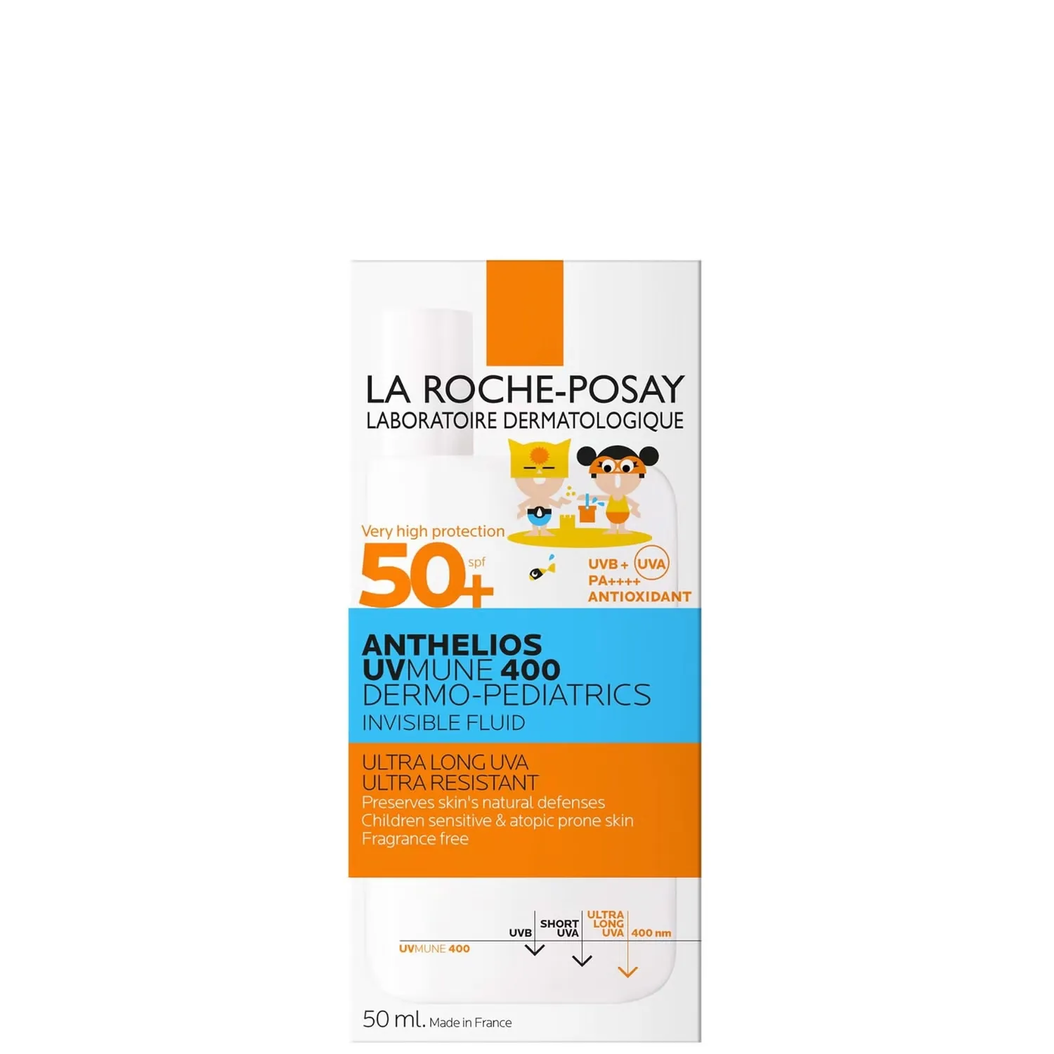 Anthelios UVMune 400 Dermo-Pediatrics Kids Ultra Light Invinsible Fluid SPF 50+ 50 мл La Roche-Posay — фото 2