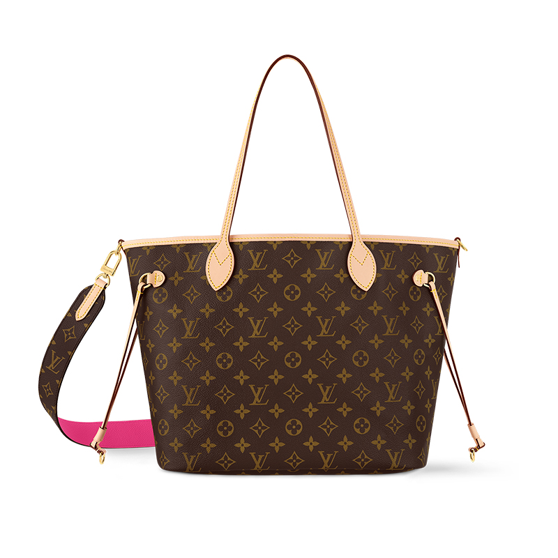 LOUIS VUITTON Сумка Neverfull Bandouliere Mm наизнанку с монограммой и розовым Пондичерри — фото 4