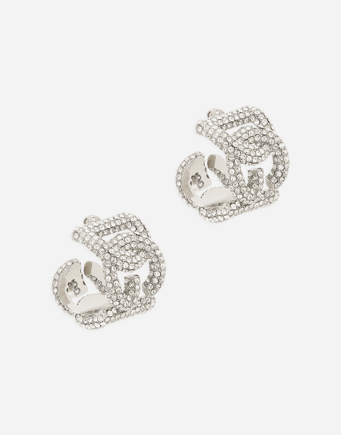 Серьги с кристаллами и логотипом dg Dolce & Gabbana, серебряный — фото 2