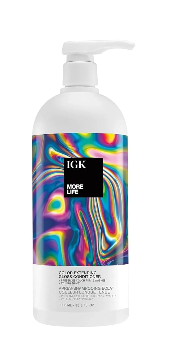 Кондиционер для продления цвета IGK MORE LIFE | Продлевает стойкость цвета, придавая волосам блеск и мягкость | Помогает защитить окрашенные волосы от выцветания 958.23 г (1 шт.)