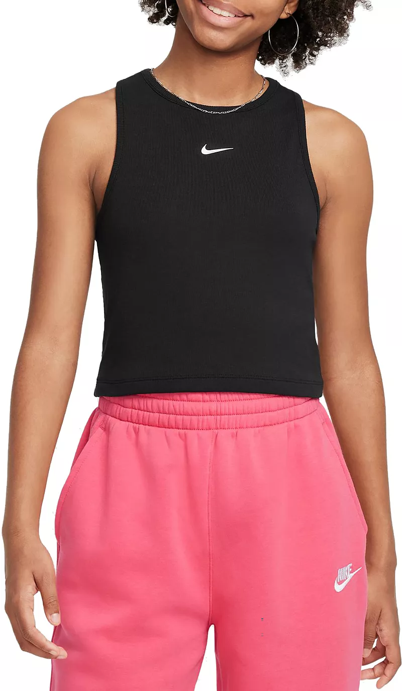 

Рубчатая майка Nike Sportswear для девочек, черный