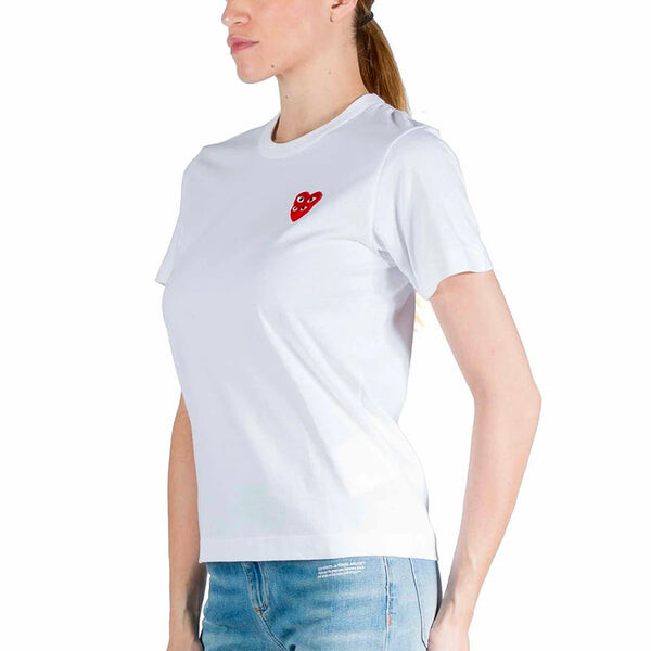 Футболка basic t-shirt red family heart 'white' Comme Des Garcons Play, белый — фото 3
