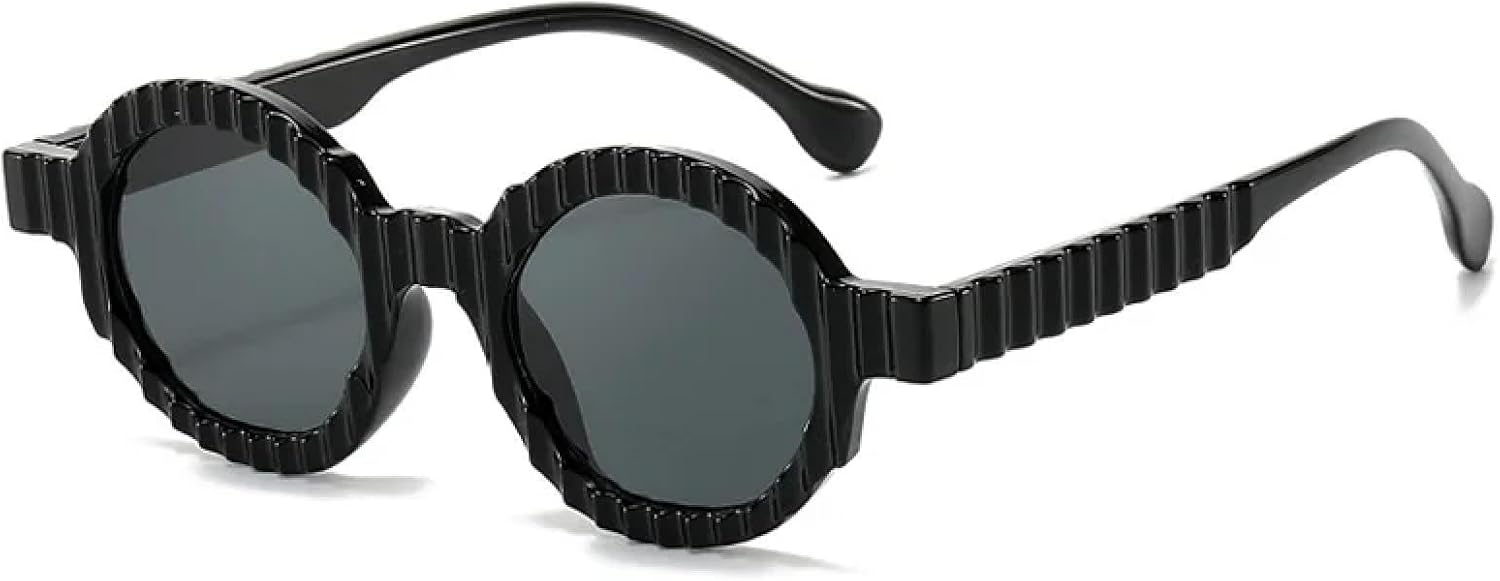 

Модные круглые солнцезащитные очки для женщин, уникальные двухцветные градиентные очки в стиле панк, сине-оранжевые оттенки, защита от УФ-излучения UV400 для мужчин VVTWSSW, Black-black