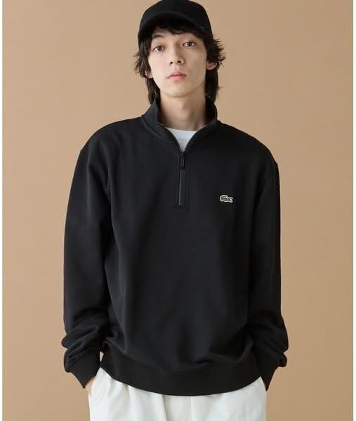Толстовка Lacoste Мужская с высоким воротником и молнией до середины груди, серый — фото 3