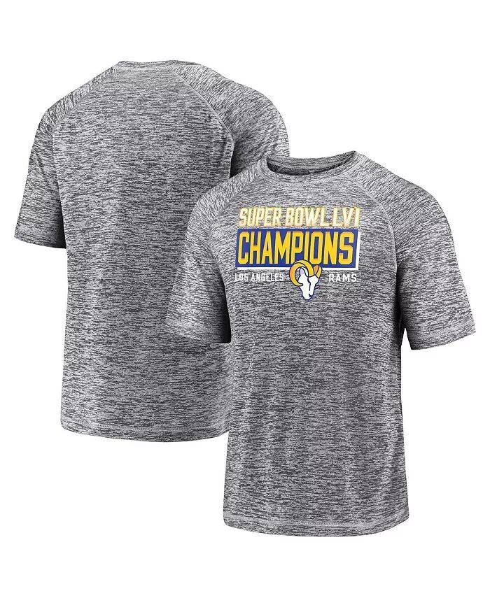 

Мужская серая футболка Los Angeles Rams Super Bowl LVI Champions Stacked Depth Fanatics