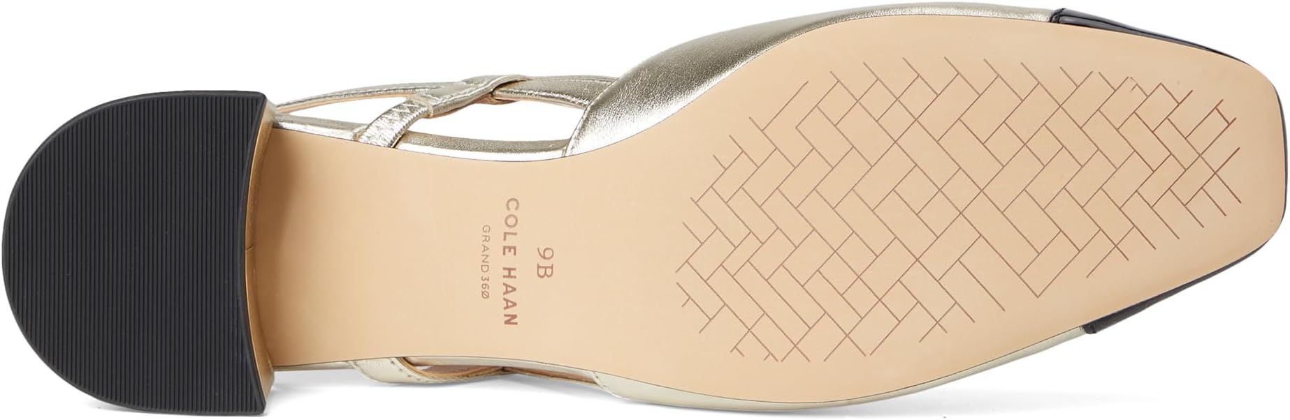 Туфли Cole Haan Pella Block Heel Slings, цвет Soft Gold Leather/Black Patent Leather — фото 3