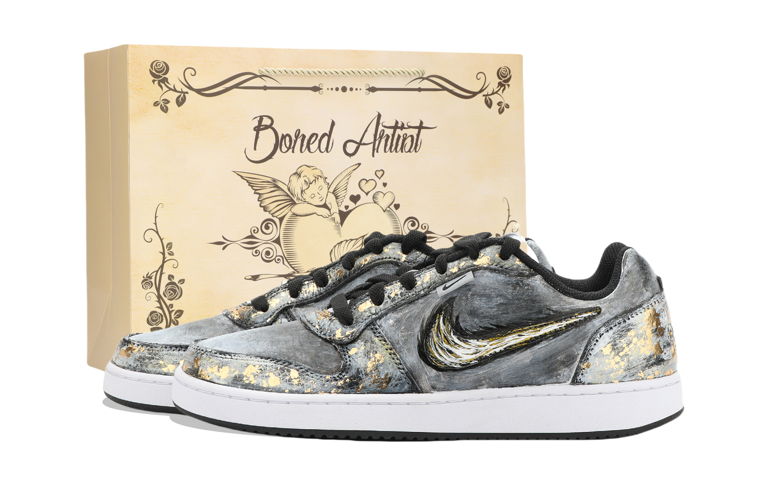 

Nike EBERNON Jiangjin Moon, Износостойкие низкие кеды для скейтбординга, унисекс, черный с золотым покрытием