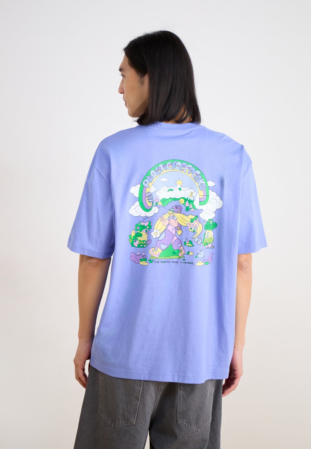 

Футболка с принтом CLEAN TRAILS OVERSIZED TEE The North Face, синий